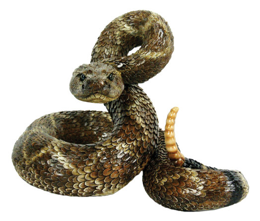 Benedicta Western Diamond Back Coiled Snake Statue