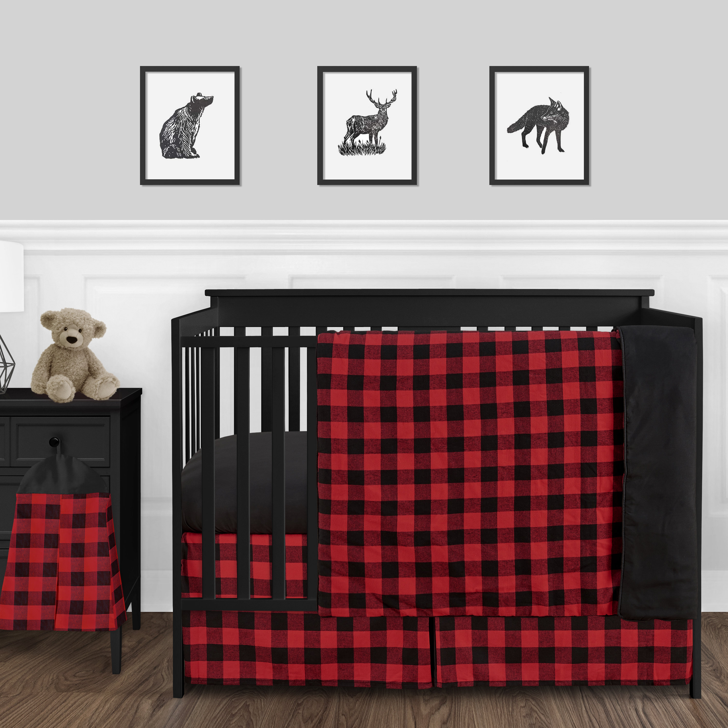 red and black crib bedding