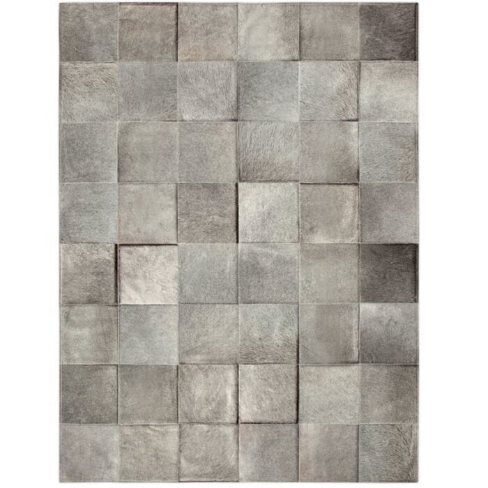 Foundry Select Bellomy Brindle Patchwork Hand Woven Cowhide Gray