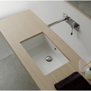 Miky Ceramic Rectangular Undermount Bathroom Sink with Overflow