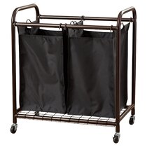 Laundry Clothes Sorter Basket Simple Houseware 4-Bag Heavy Duty Rolling Cart Sil 