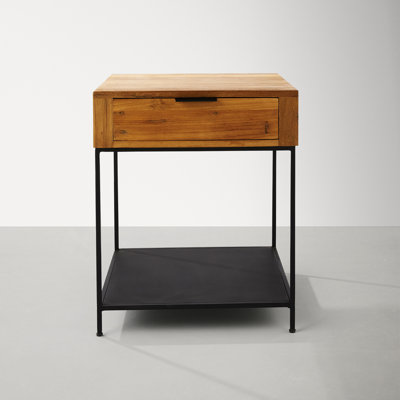 Theo Solid Wood End Table with Storage