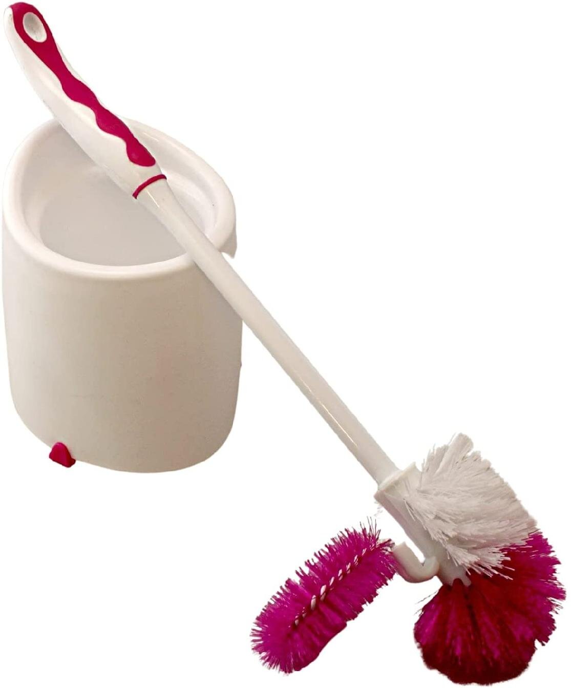 Pink Bendable Brush Head Deep-Cleaning Silicone Toilet Bowl Brush&Holder Set US 