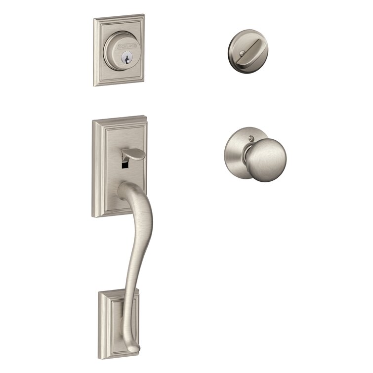 STAR-BRIGHT Front Door Locks Handleset Single Cylinder for （Entrance and Front Door）Easy to Install with Round Knob and Single Cylinder Deadbolt Handle Set in Black Finish