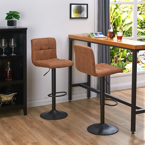 Details about   Set of 2 Bar Stool Adjustable Height Leather Counter Swivel Bistro Dining Chair 