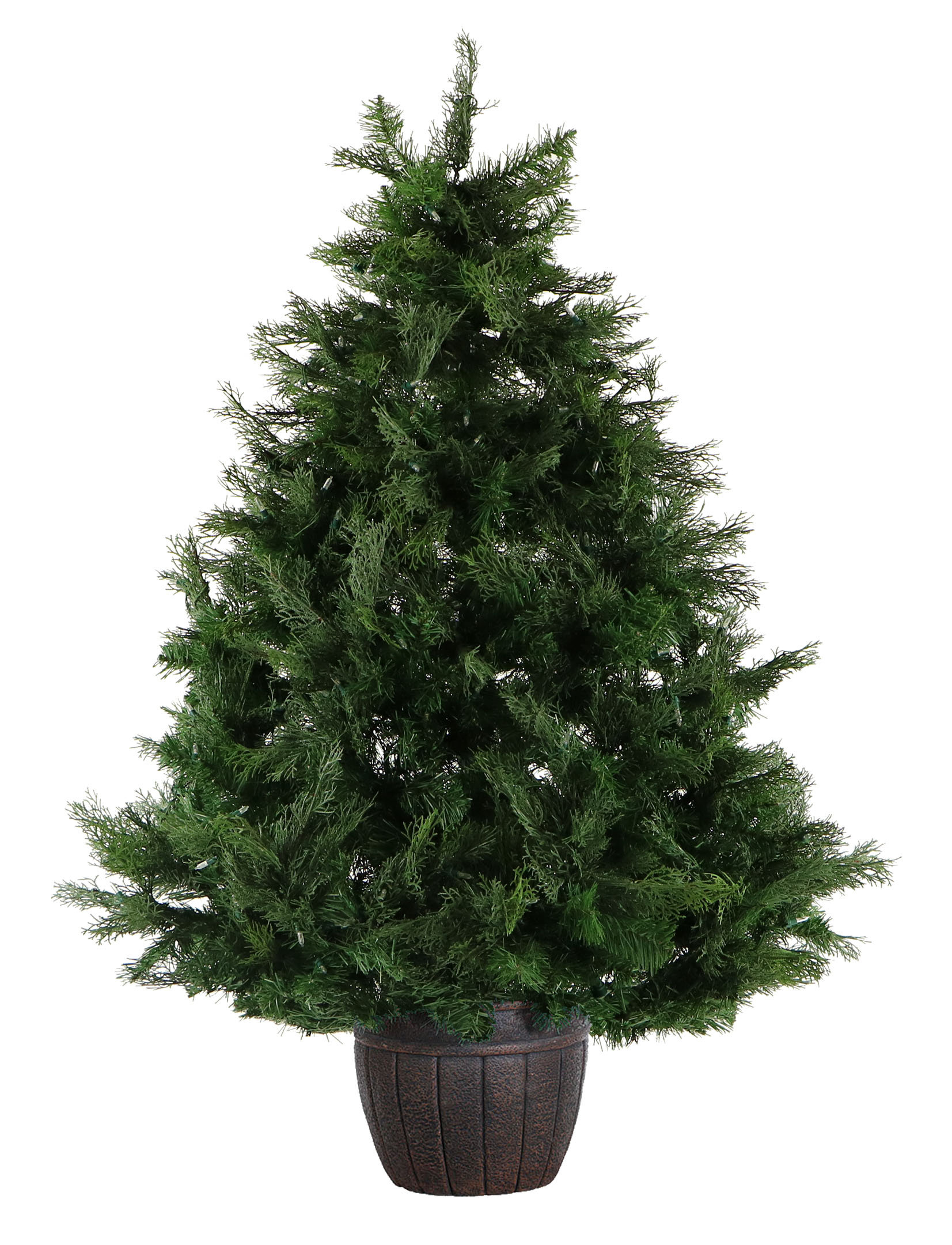 The Holiday Aisle Teardrop 5 Green Cedar Artificial Christmas Tree With 200 Colored And White Lights In Decorative Pot Wayfair