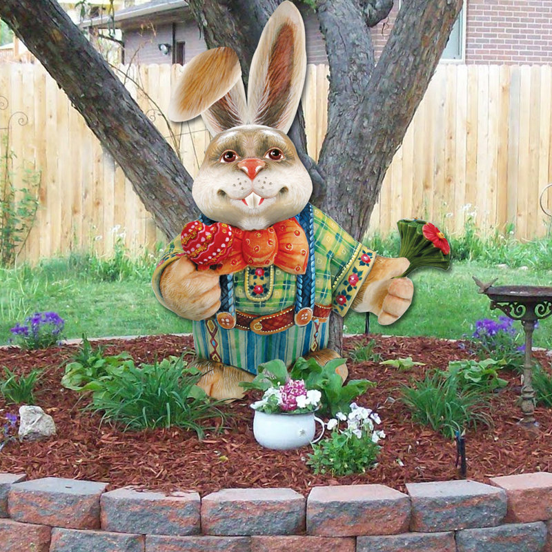 Designocracy Easter Father Bunny Rabbit Wooden Decorative Hanging Figurine Wood Door Hanger Wall Decor Wayfair