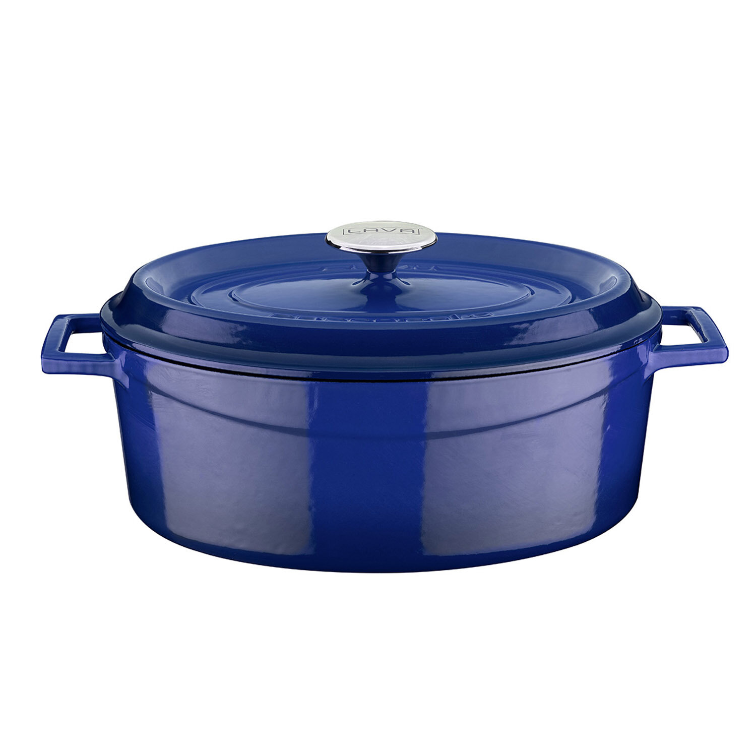 Green 4,67 Liter 23 x 29 cm Functional and Ergonomic Design Lava Cast Iron Oval Dutch Oven with Lid 