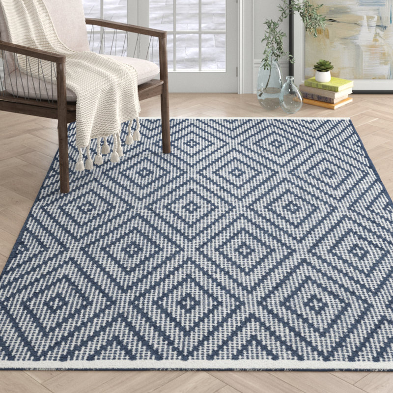 Northcrest Place Handwoven Flatweave Cotton Navy Ivory Area Rug Reviews Joss Main