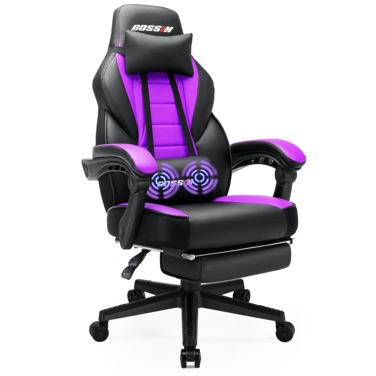 Gaming Chair with Massage Big and Tall Gaming Chair Reclining Desk Chair Ergonomic Gaming Chair with Footrest High Back Racing Chair Computer Gaming Chair for Adults E-Sports Gamer Chair 