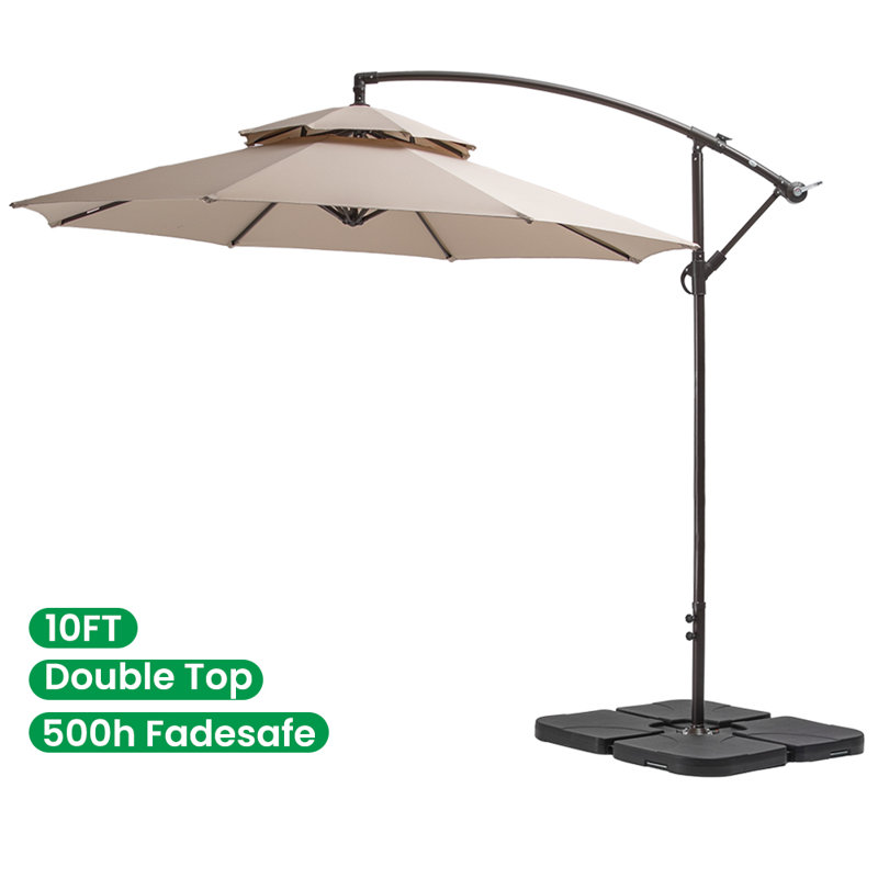 Freeport Park 10 Ft Double Top Patio Offset Cantilever Umbrella Outdoor Hanging Umbrella With Crank And Cross Base Bronze Umbrella Pole And Ribs 500h Fadesafe Reviews Wayfair Ca