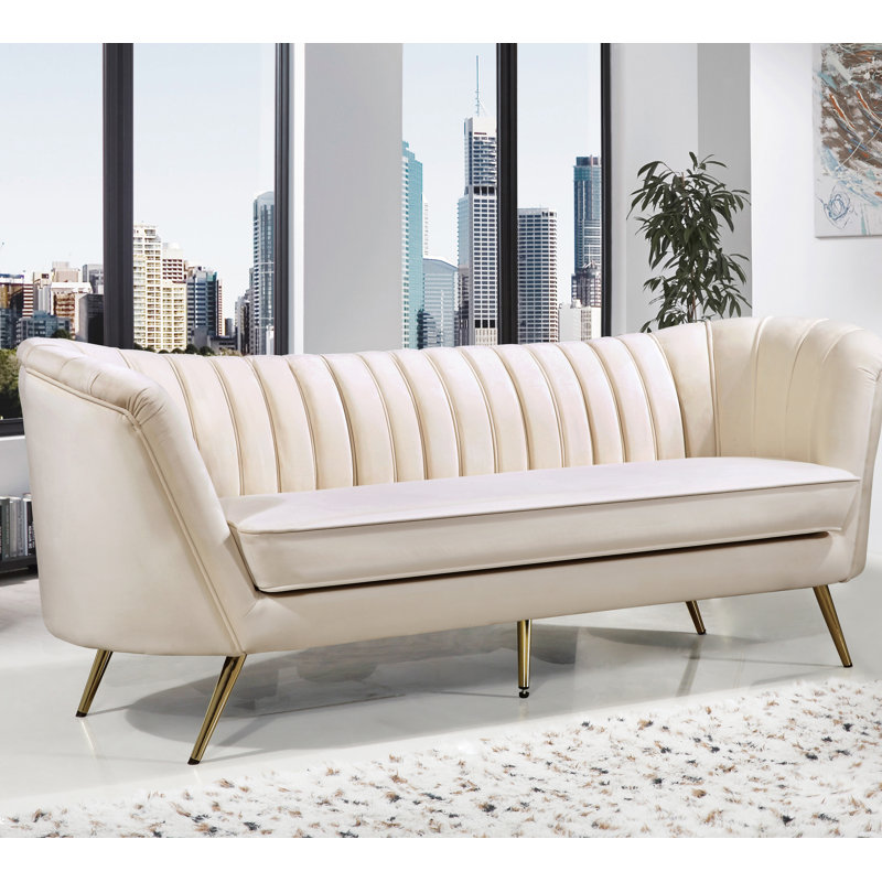 Everly Quinn Koger Velvet 88 Flared Arm Sofa Reviews Wayfair