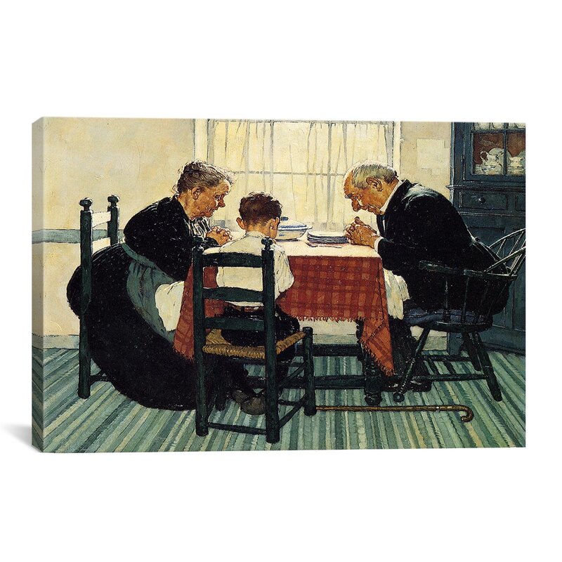 'Family Grace (Pray)' by Norman Rockwell Painting Print on Canvas