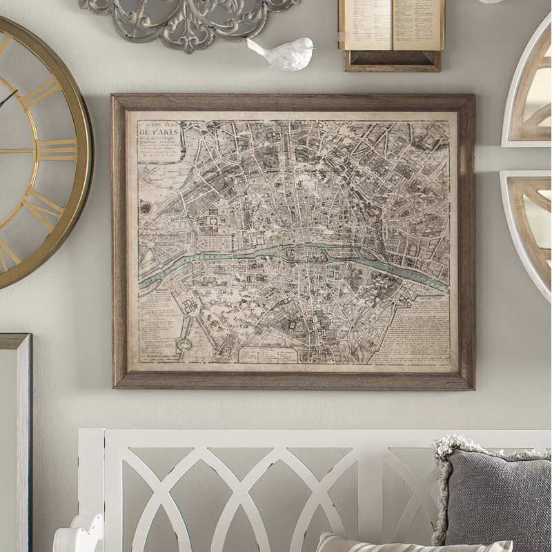 Sepia Paris Map Picture Frame Painting Print On Paper Reviews