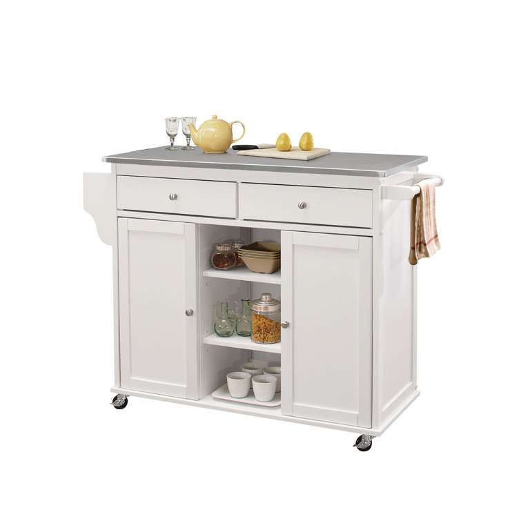 Charlton Home Hovland Kitchen Cart With Stainless Steel Top Wayfair