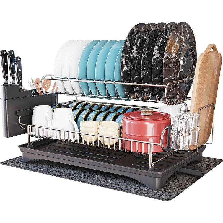 Foldable Large Dish Drying Rack Drainer Kitchen Cup Cutlery Holder Organizer Box
