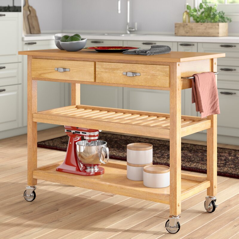 Alcott Hill Ewart Kitchen Island with Wood Top & Reviews | Wayfair