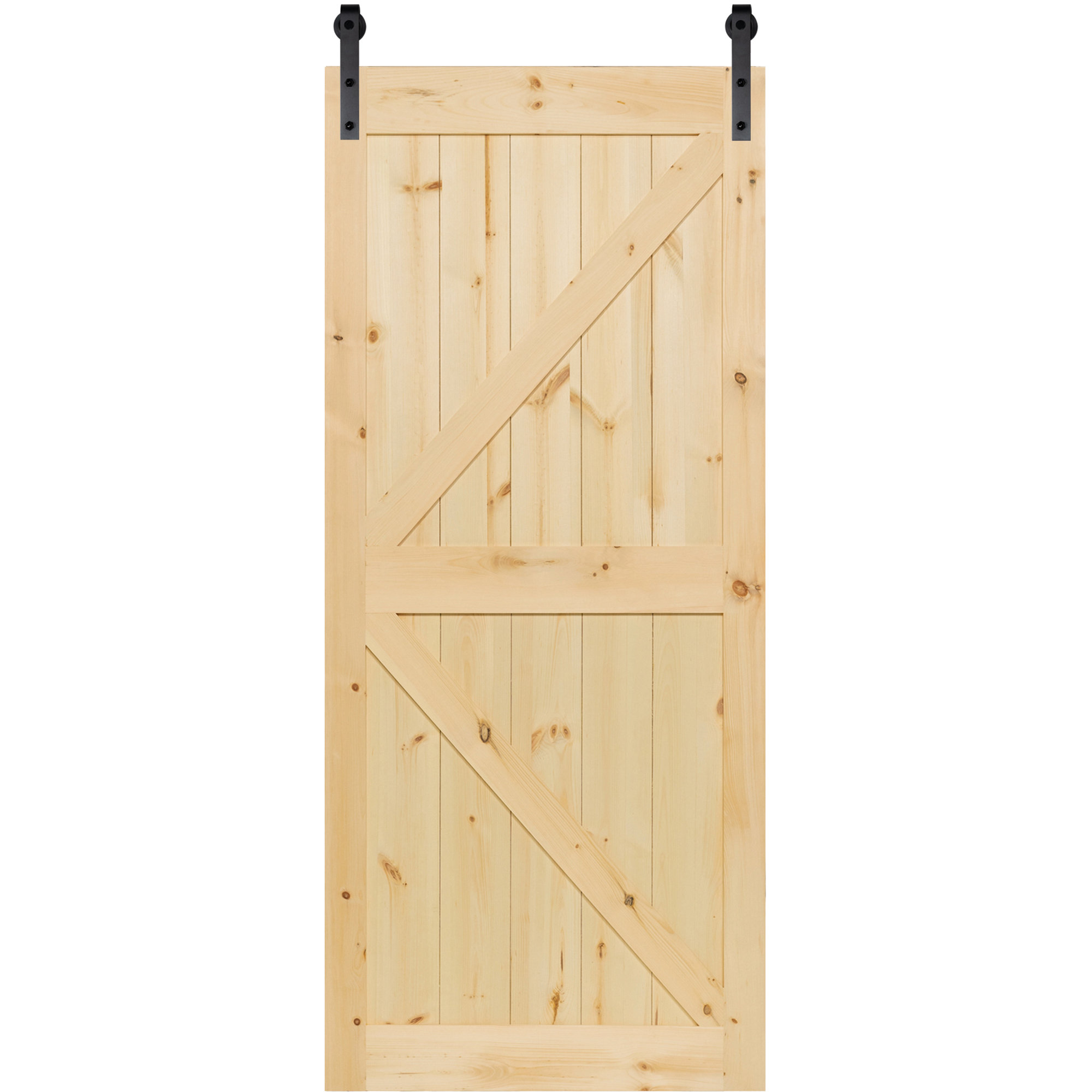 KIBY Paneled Wood Unfinished Barn Door without Installation Hardware