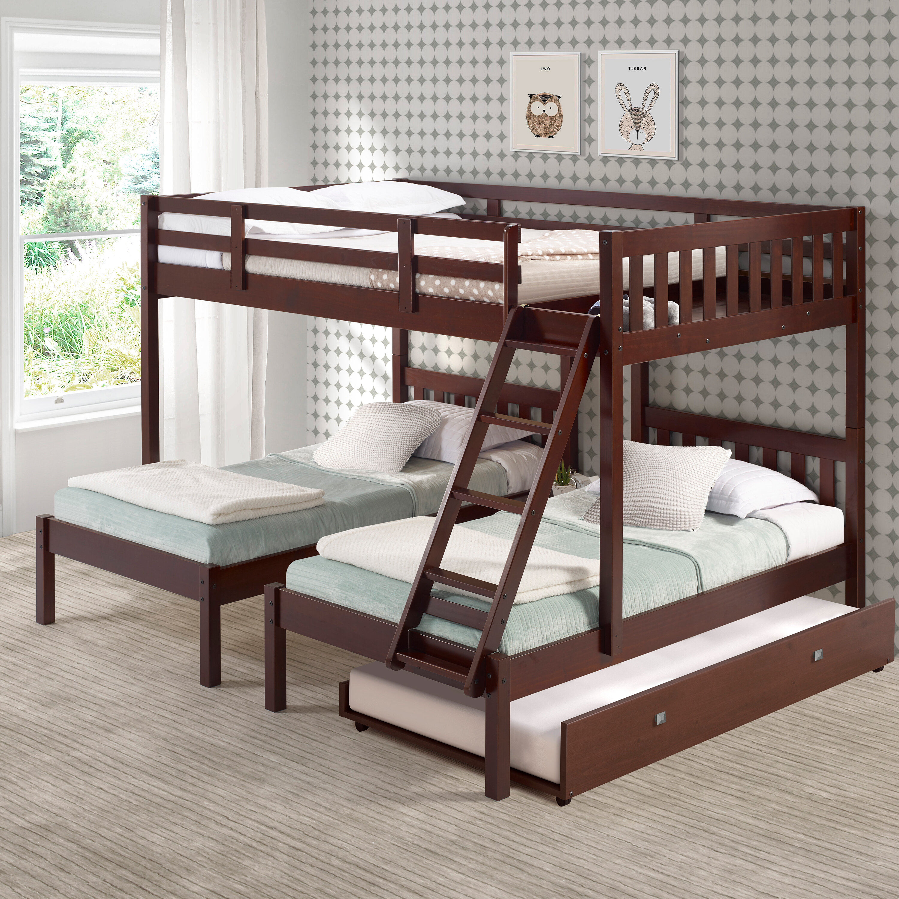 twin triple bunk bed with trundle