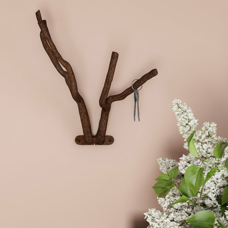 2 LARGE BROWN 7/" TREE BRANCH TWIG SHELF BRACKETS RUSTIC CAST IRON wall garden