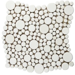 Posh Bubble Random Sized Porcelain Pebble Tile in White