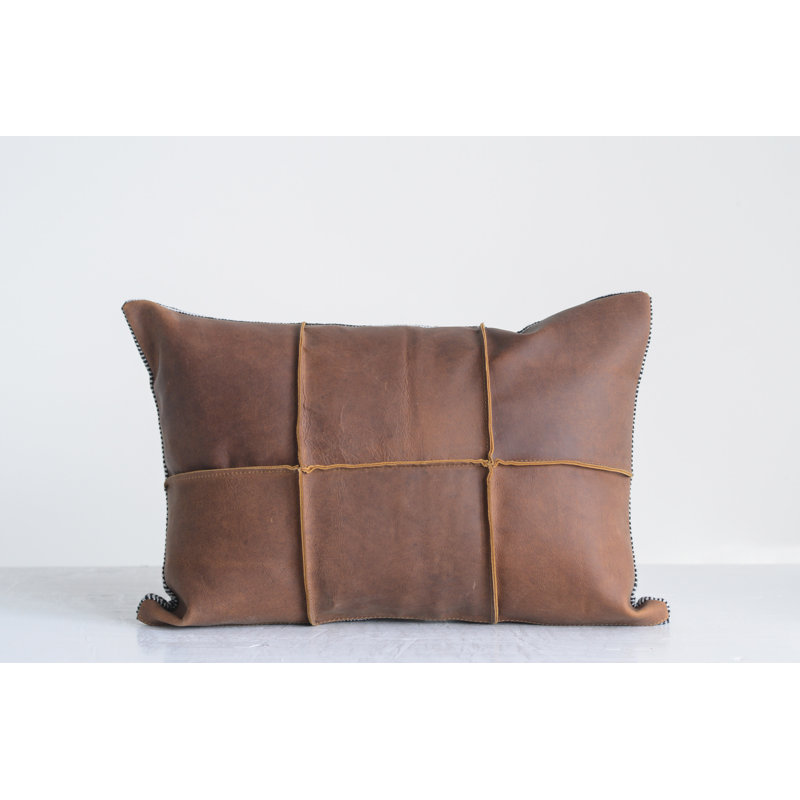 Tana Striped Leather Lumbar Pillow Tana Striped Leather Lumbar Pillow