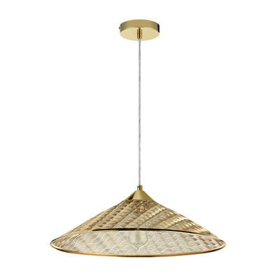 Adhvay 20\"W 1-Light Gold Punched Metal Pendant Light
INCOMPLETE 