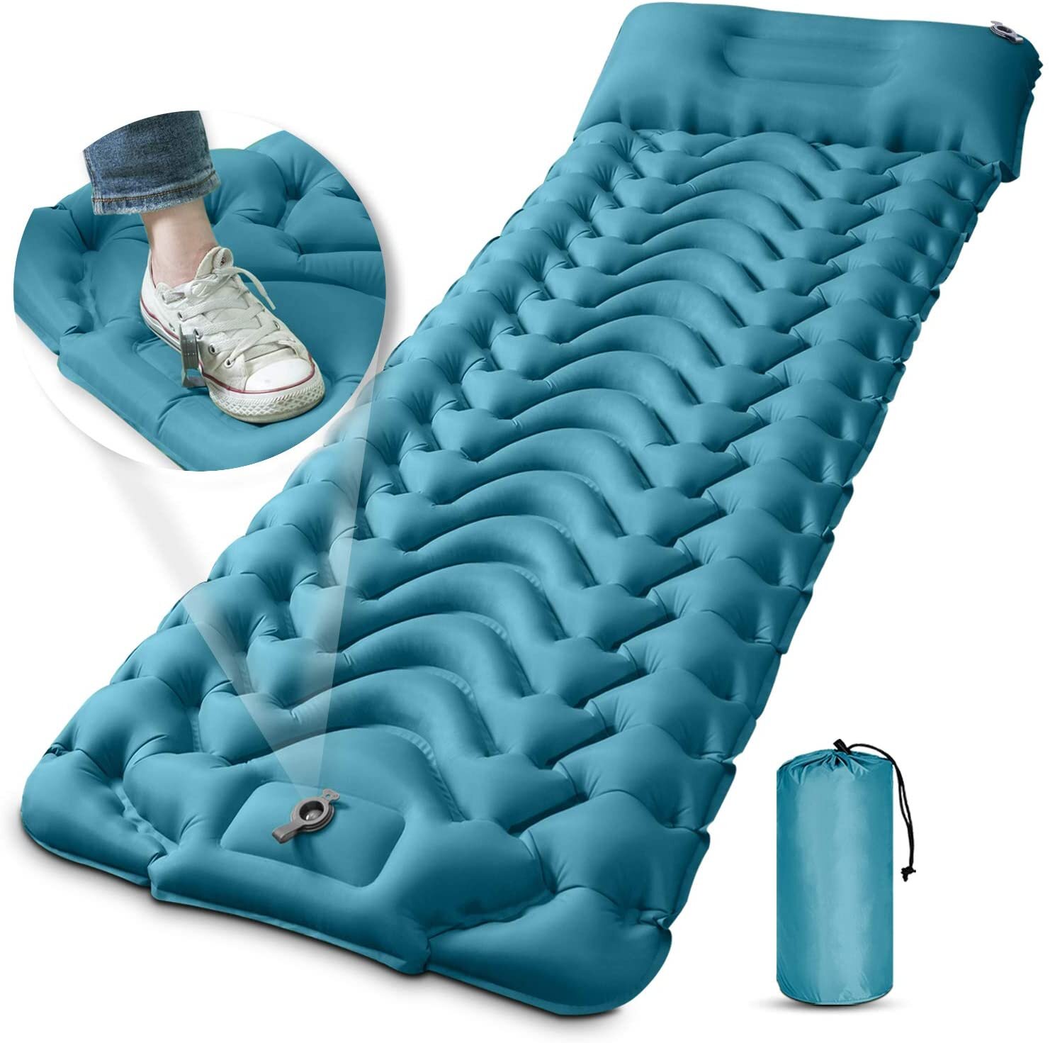 Ultralight 40D Nylon Outdoor Camping Inflatable Cushion Sleeping Mat Pad Air Bed