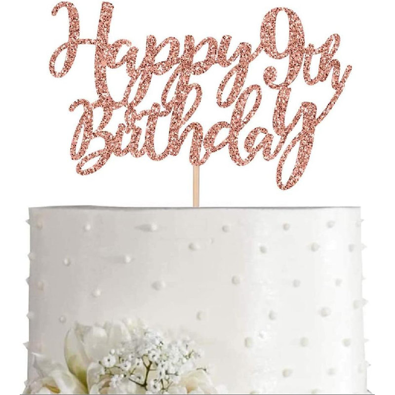 jintokys 9 Rose Gold Glitter Happy 9Th Birthday Cake Topper, Birthday ...