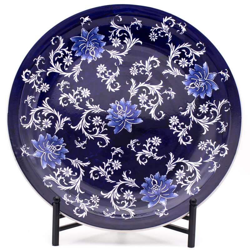 Foxx Ceramic Decorative Plate in Blue/White | Birch Lane