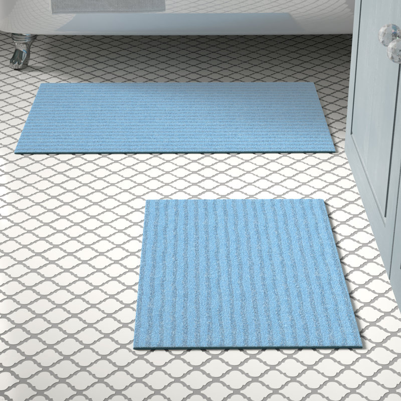 Three Posts Lucille Rectangle Nylon Non Slip Striped 2 Piece Bath Rug Set Wayfair