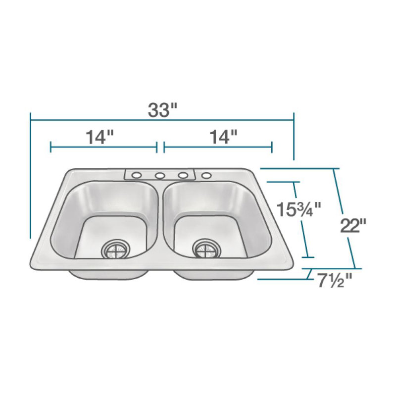 Mrdirect Stainless Steel 33 X 22 Double Basin Drop In Kitchen Sink Reviews Wayfair