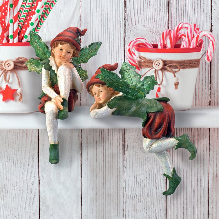 Set 2 NWT 15" RAZ Santa ELF Elves  Figure CHRISTMAS Shelf Sitter Display Prop
