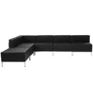 Bouffard Melrose White Leather Sectional Configuration, 6 Pieces by Orren Ellis #2