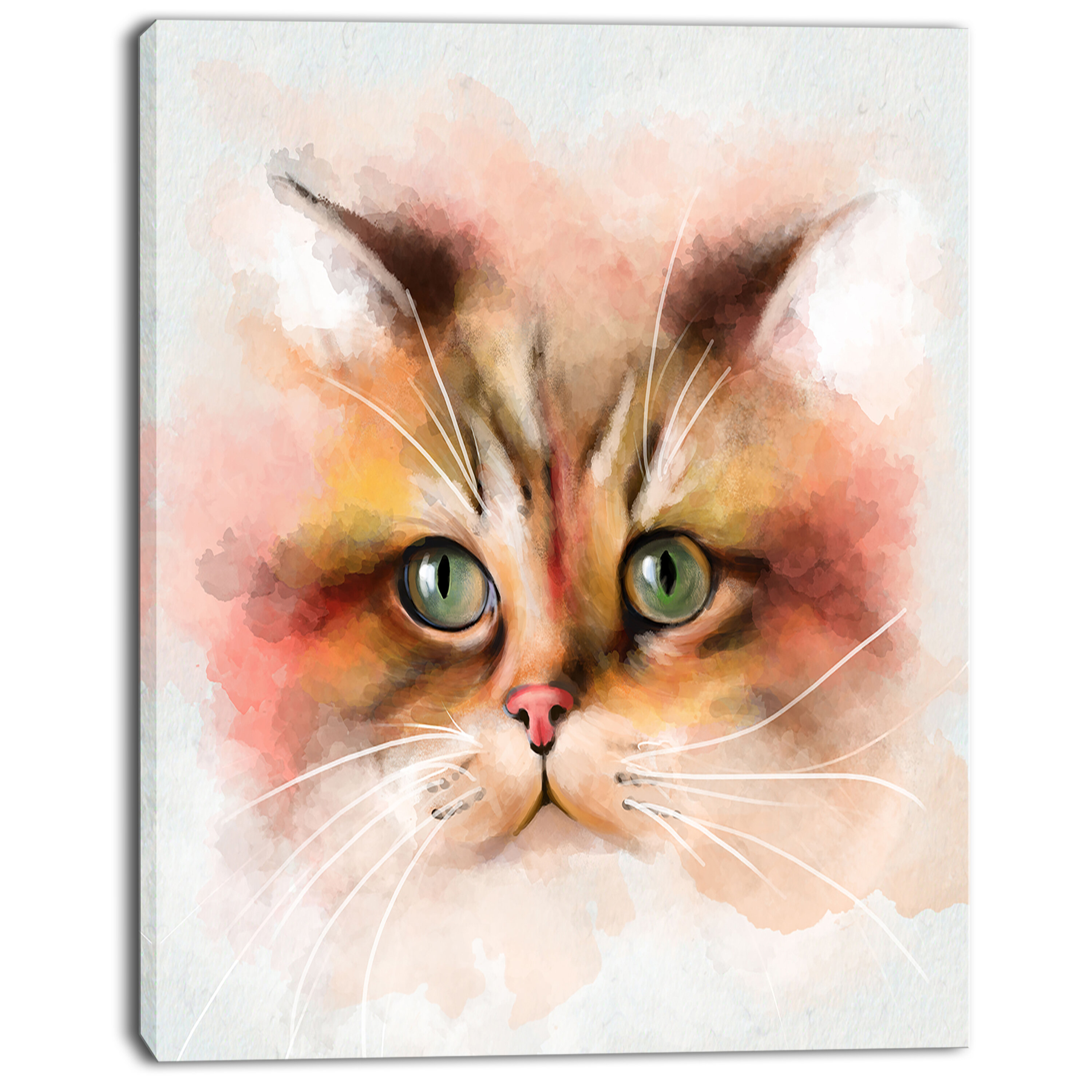 Download Designart Attractive Brown Cat Watercolor Painting Print On Wrapped Canvas Wayfair