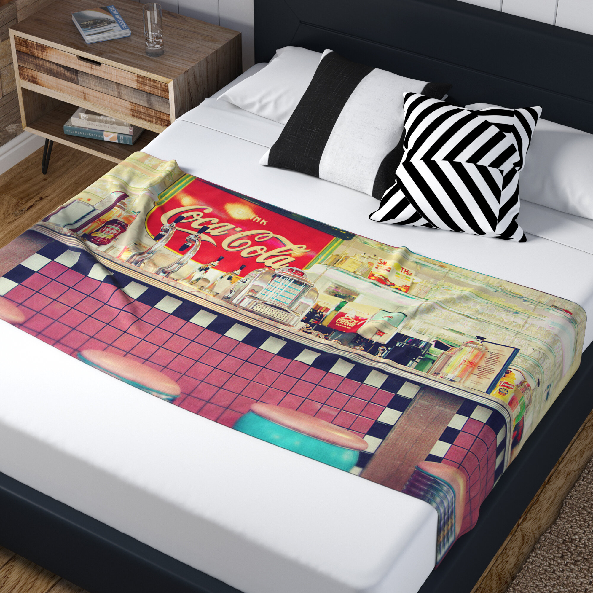 Sylvia Cook Retro Diner Coca Cola Bed Runner