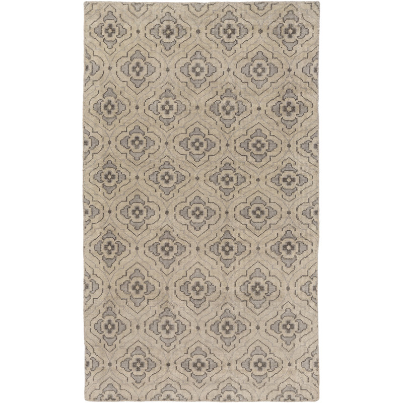 World Menagerie Boggess Geometric Hand Knotted Wool Beige Khaki Area Rug Wayfair