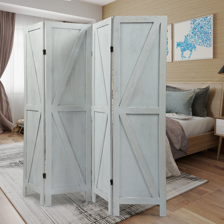 Gracie Oaks Esenia 71.7'' W x 67'' H 4 Panel Solid Wood Folding Room