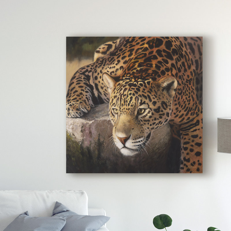 World Menagerie On The Rocks Leopard Acrylic Painting Print On