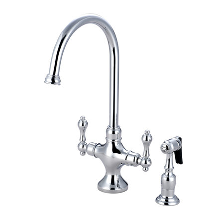 Kingston Brass Vintage Double Handle Kitchen Faucet With Brass Side Sprayer Reviews Wayfair