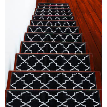 Longshore Tides Johns Trellis Design Navy Stair Tread Reviews Wayfair