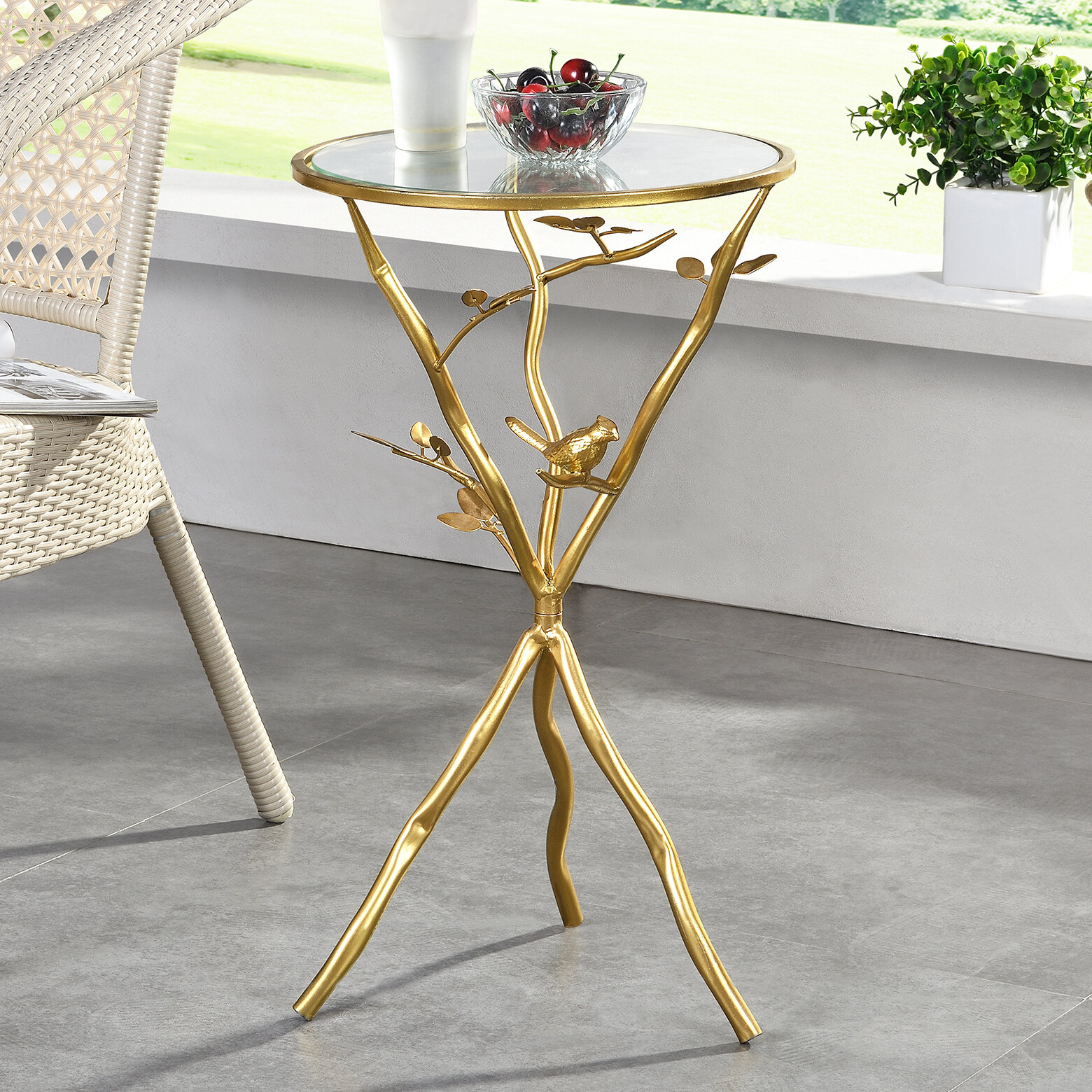 tall gold side table