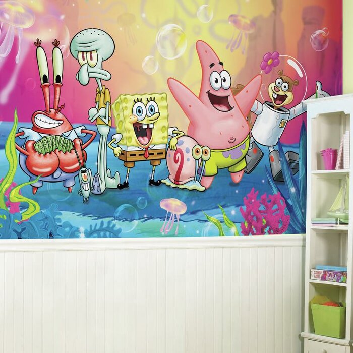 Spongebob Squarepants Xl Chair Rail Prepasted Ultra Strippable 10 5 X 72 Wall Mural