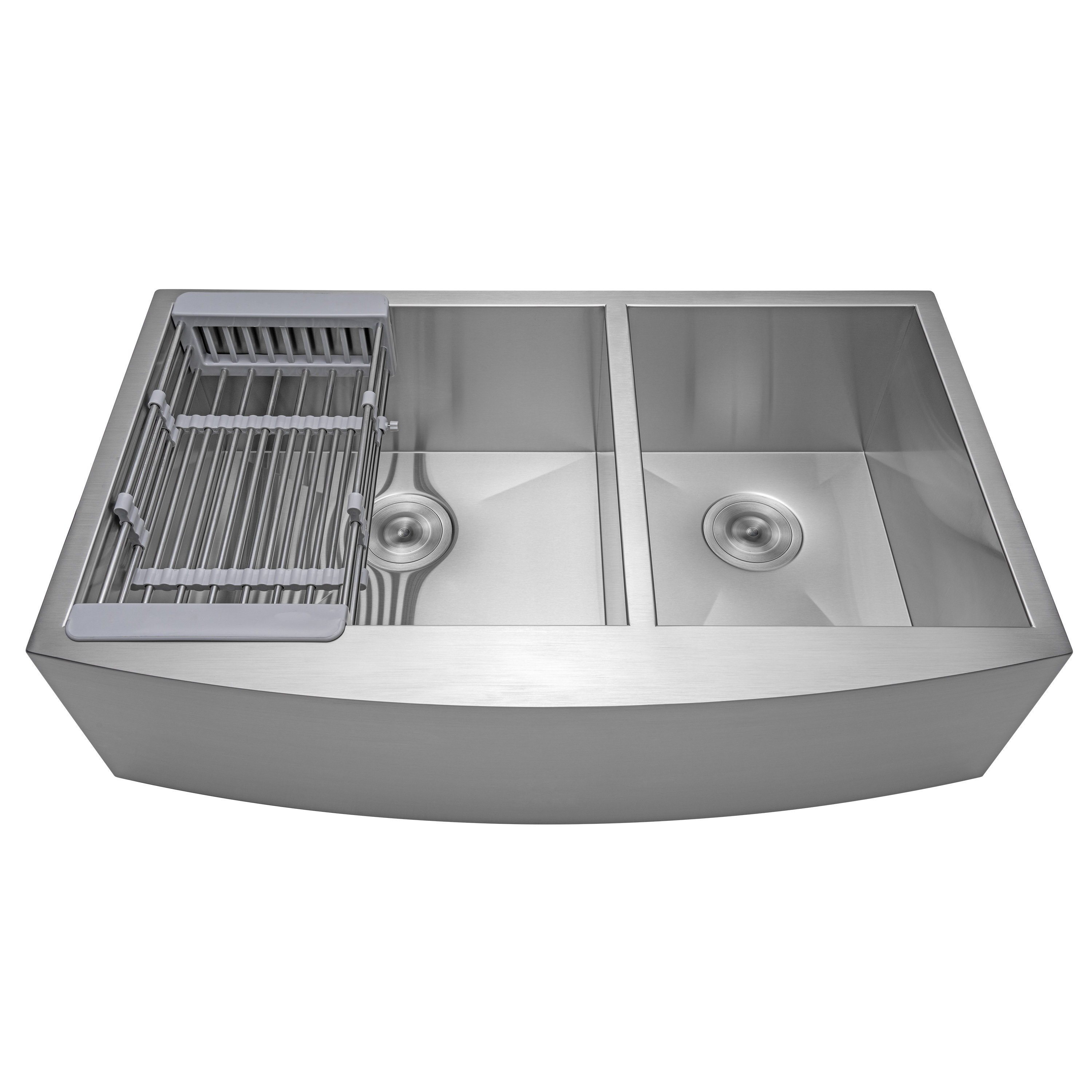 33 X 22 Farmhouse Apron Stainless Steel Double Bowl 60 40 Kitchen Sink W Adjustable Tray And Drain Strainer Kit