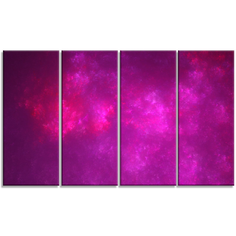 Designart Bright Pink Starry Fractal Sky Painting Print Multi