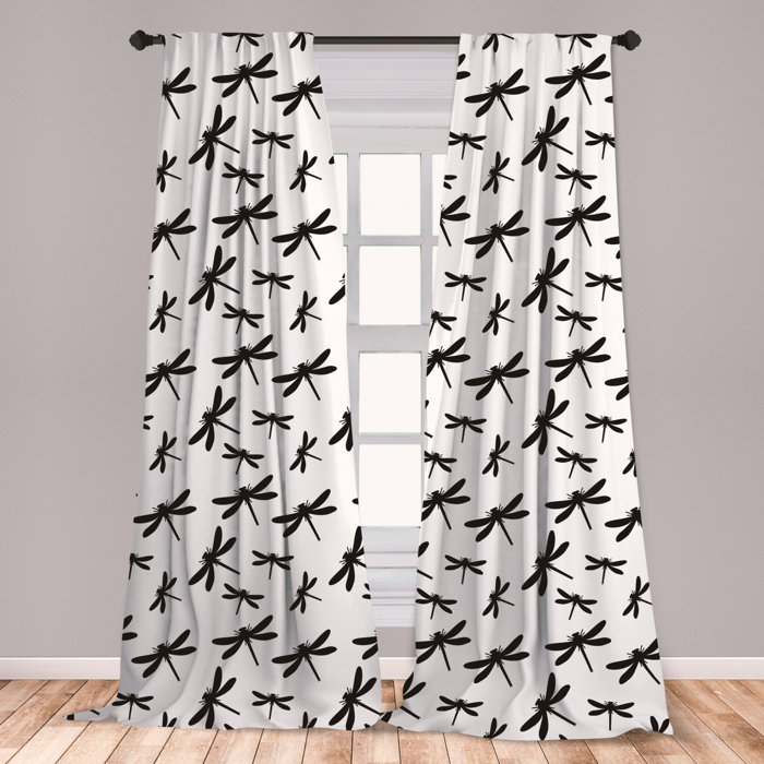 East Urban Home Ambesonne Dragonfly Curtains Bold And Black