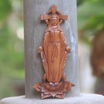 Bloomsbury Market Mary Full Of Grace Hand Carved Wood Wall Panel Of Virgin Mary On Lotus Flower Wall Decor Wayfair A glorious portrait of jesus offers words. grace hand carved wood wall panel