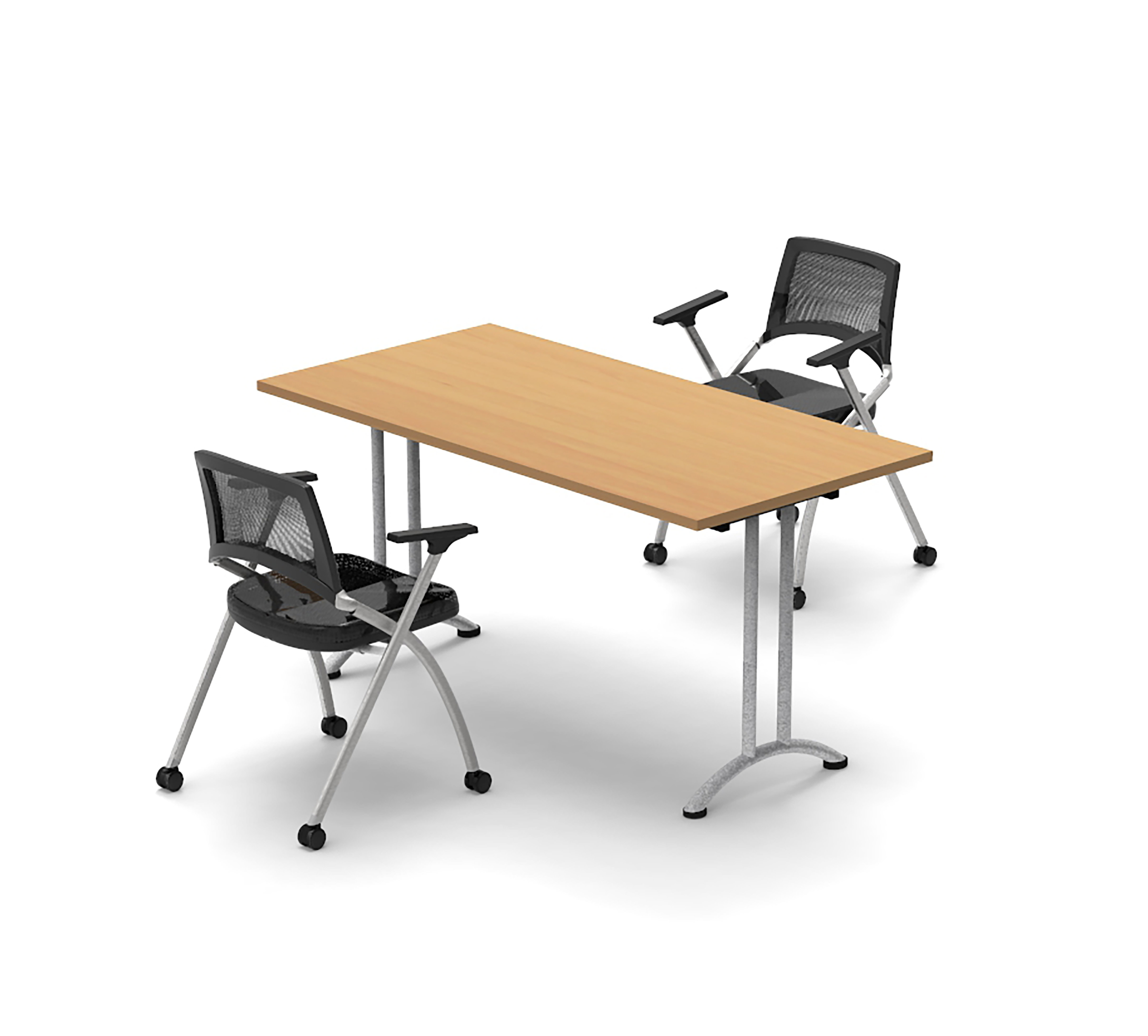 Inbox Zero Alcide 2 Person Conference Meeting Table with 2 Chairs