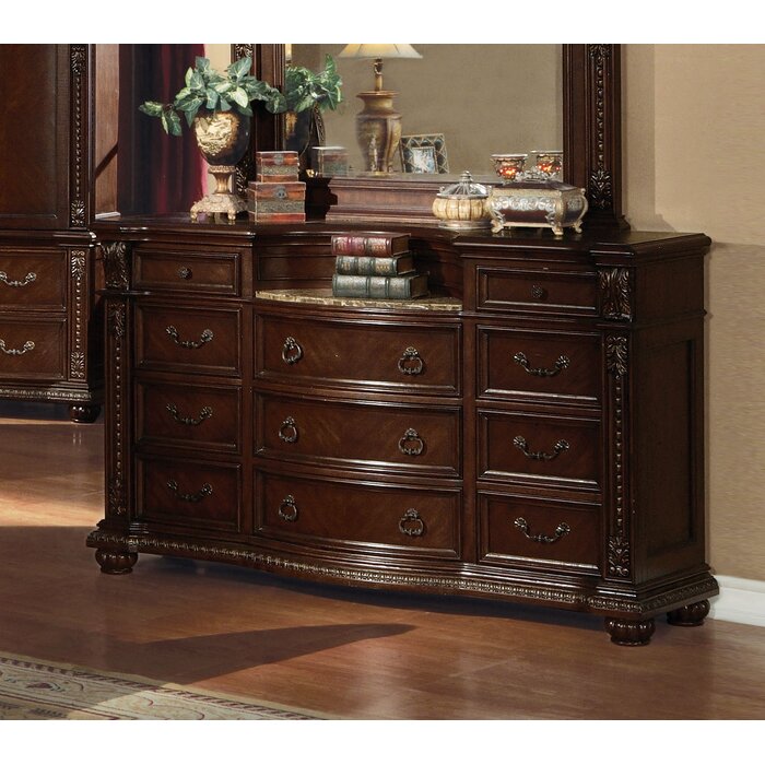 Astoria Grand Ralls Marble Top 9 Drawer Dresser Wayfair Ca