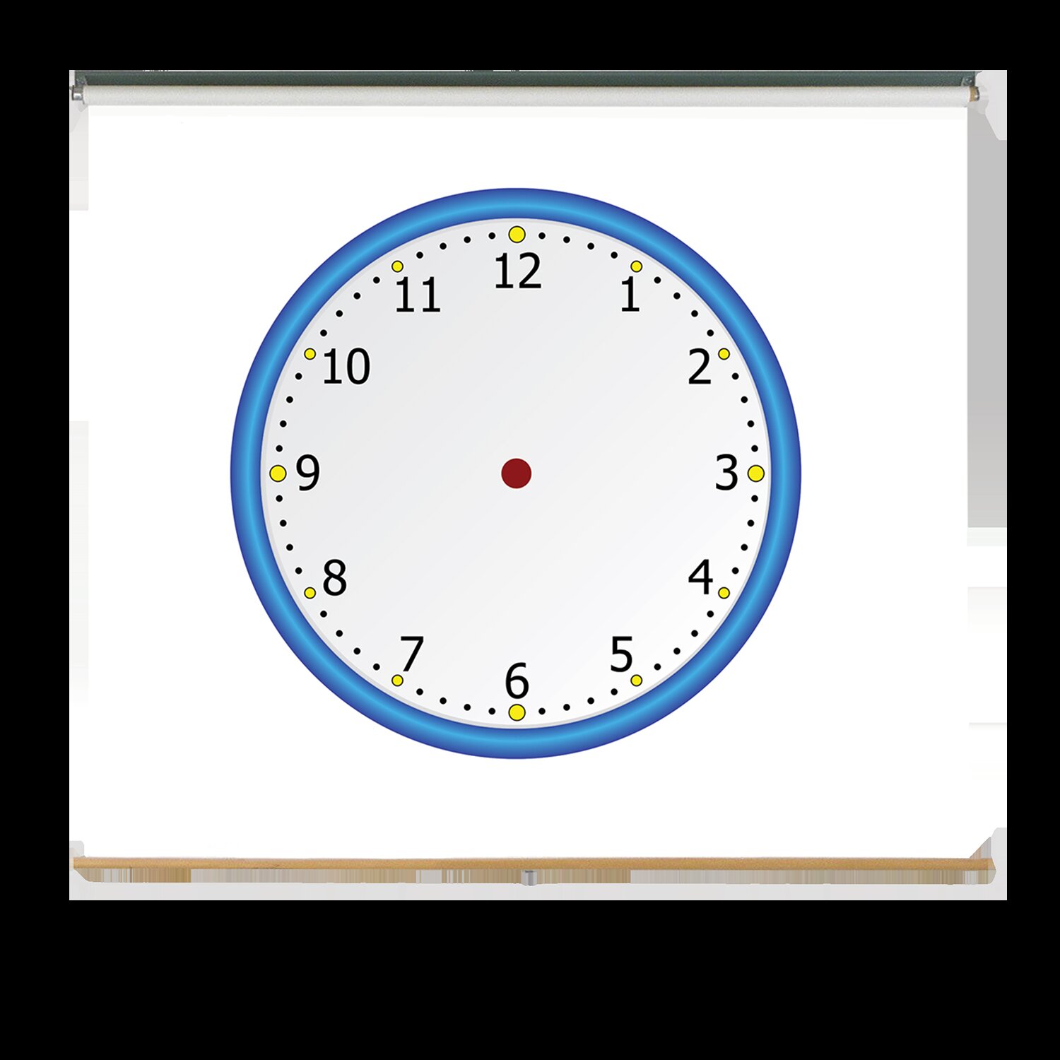 Geyer Instructional Products Pull Down Dry Erase Chart Blank Clock Face Wall Mounted Whiteboard